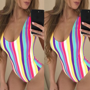 Swimwear Monokini Trikini Summer Beach Rainbow print